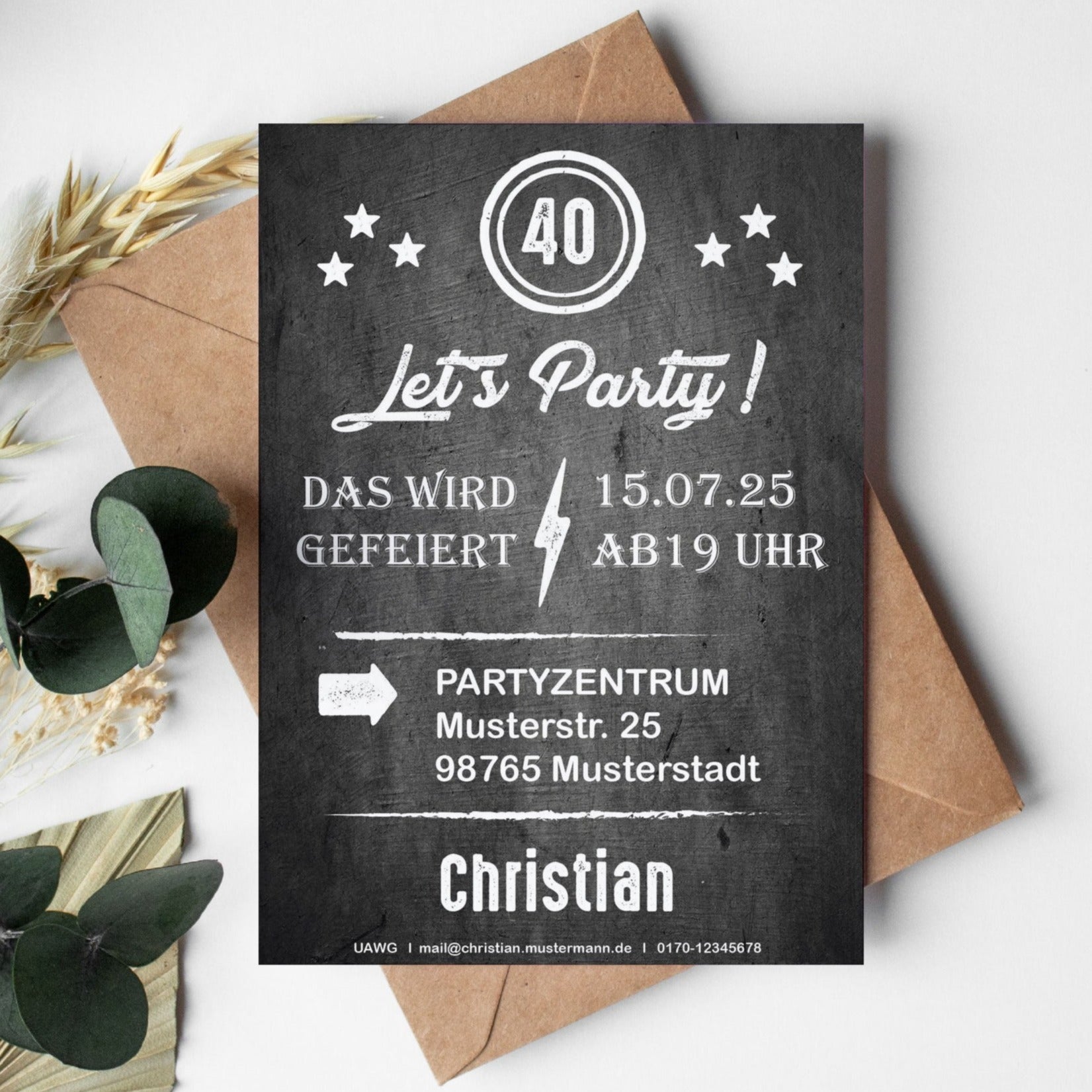 Einladung zum 40. Geburtstag: Let´s Party